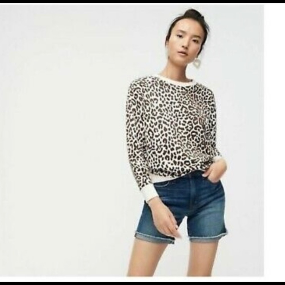 JCREW Vintage Fleece Animal Print Sweatshirt Sz L